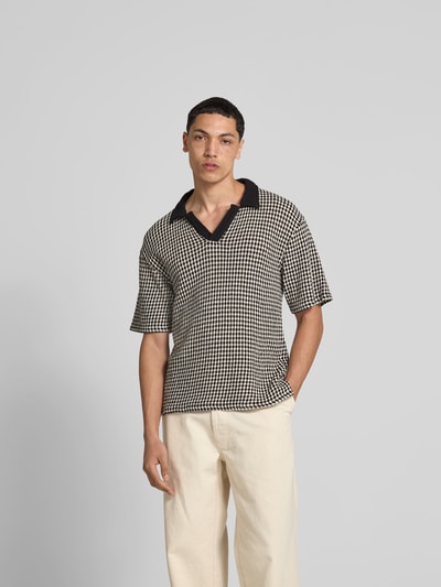 Officine Générale Poloshirt mit gerippten Abschlüssen Black 4