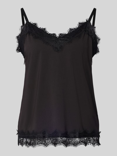 FREE/QUENT Top met bandjes en franjes, model 'BICCO' Zwart - 2