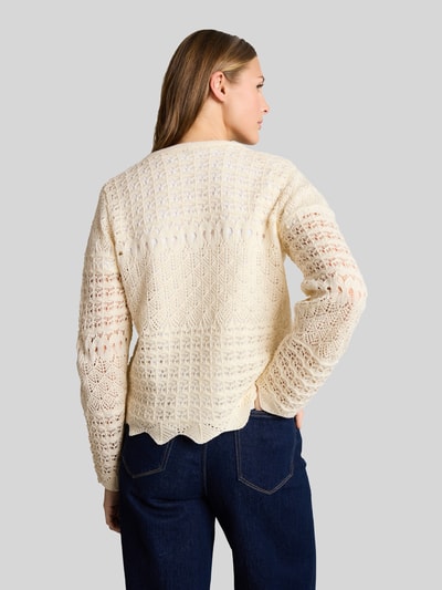 Tom Tailor Denim Relaxed Fit Strickjacke aus Baumwoll-Mix in Strickoptik Weiss 5