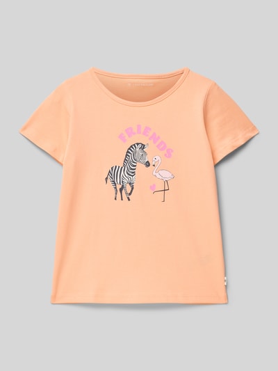 Tom Tailor Regular fit T-shirt van puur katoen Abrikoos - 1