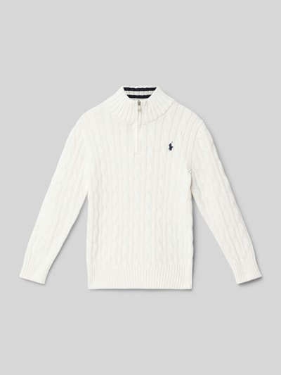 Polo Ralph Lauren Kids Strickpullover mit gerippten Abschlüssen Ecru 1