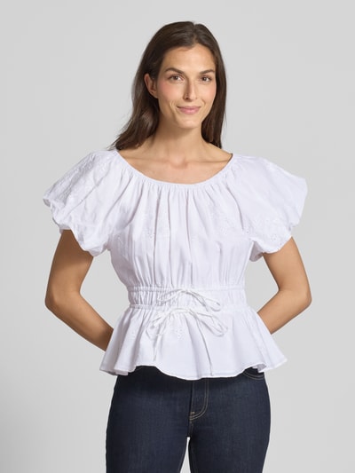 Lauren Ralph Lauren Bluse mit Lochstickerei und Puffärmeln Weiss 4