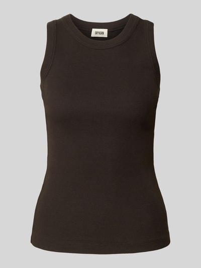 Drykorn Tanktop mit gerippten Abschlüssen Modell 'OLINA' Dunkelbraun 2
