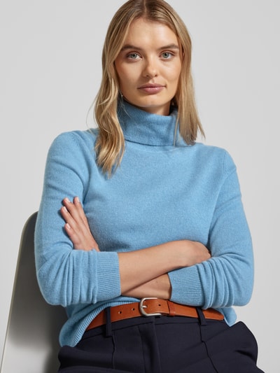 Christian Berg Woman Rollkragenpullover mit gerippten Abschlüssen Rauchblau 3