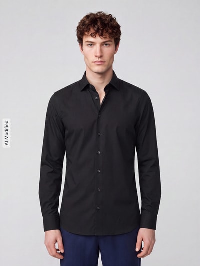 OLYMP No. Six Super Slim Fit Businesshemd aus Baumwoll-Mix Black 4