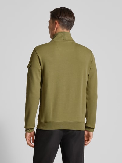 PME Legend Sweatshirt mit Troyer-Kragen und Label-Detail Oliv 5