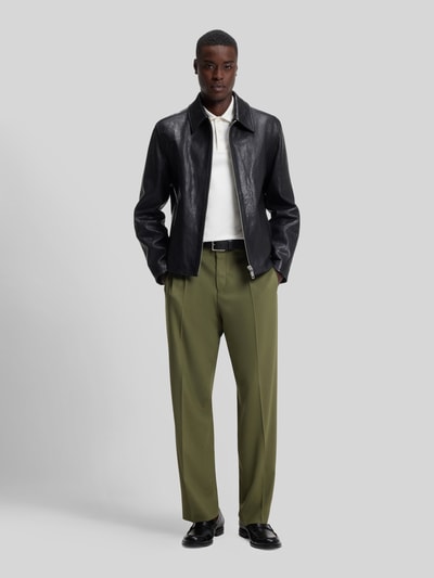 HUGO Relaxed Fit Anzughose mit Bundfalten Oliv 1