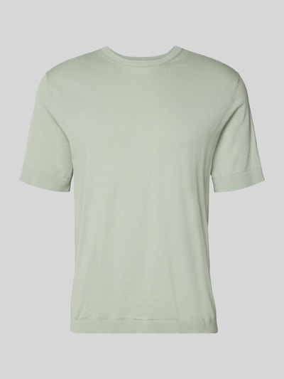Produktfoto, effen lichtgroen Regular fit gebreid shirt uit biologisch katoen Model 'TORINO' van Selected Homme, fijngebreid textuur