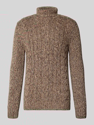 RAGMAN Sweter z dzianiny z prążkowanymi wykończeniami Camel 2