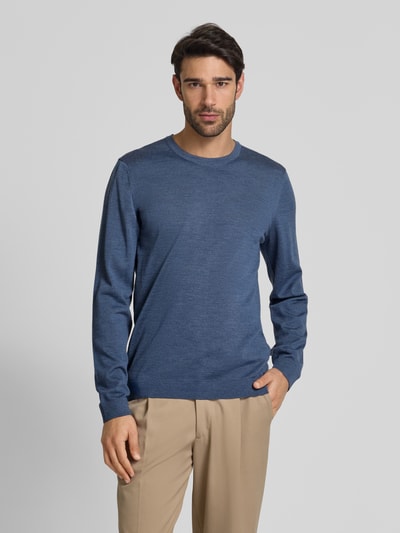 MAERZ Muenchen Strickpullover aus Schurwolle Modell 'ON SUMMER' Jeansblau 4