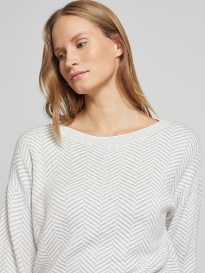 Tom Tailor Oversized Strickpullover mit U-Boot-Ausschnitt Hellgrau 3