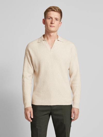 Drykorn Gebreide pullover met ribboorden, model 'RUSTINO' Zand - 4