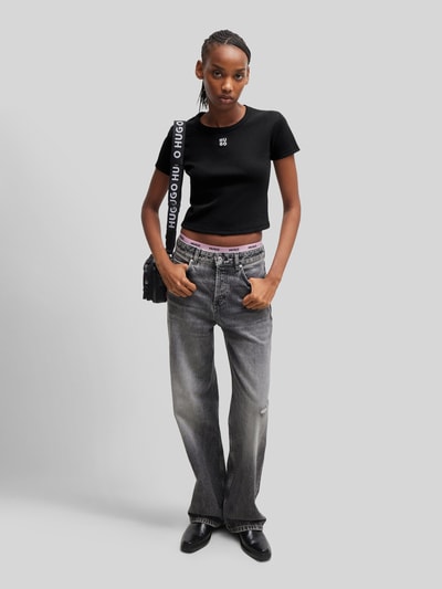 HUGO Slim Fit T-Shirt aus Baumwoll-Mix Modell 'DELANOR' Black 1