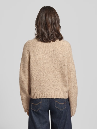 Vero Moda Sweter z dzianiny o kroju regular fit z dodatkiem wełny model ‘INGRID’ Piaskowy melanż 5