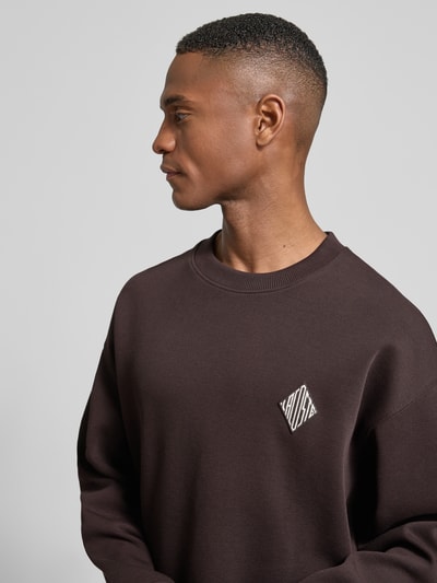 Lacoste Loose fit sweatshirt van katoenmix Chocoladebruin - 3