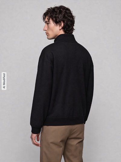 HUGO Regular Fit Troyer aus Baumwoll-Mix Modell 'Deren' Black 5