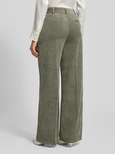 Christian Berg Woman Selection Wide fit corduroy broek met linnen Kaki - 5