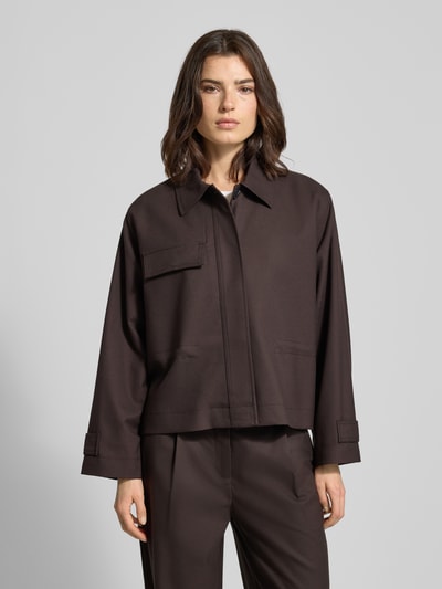 Samsøe Samsøe Jack met platte kraag, model 'LIXA' Chocoladebruin gemêleerd - 4