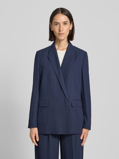 BOSS Długi żakiet o kroju relaxed fit w cienkie prążki Granatowy 4