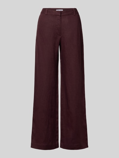 Produktfoto, Leinenhose mit Eingrifftaschen Modell 'SALARA' von Samsøe Samsøe, reine Leinen, Wide-Leg-Pants, Haken- und Reißverschluss, dunkelbraune Farbe