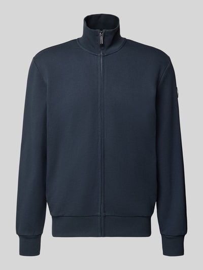 Produktfoto, Sweatjacke mit Stehkragen und Reißverschluss von Colmar Originals in Dunkelblau, reine Baumwolle, Regular Fit, glatte Textur.