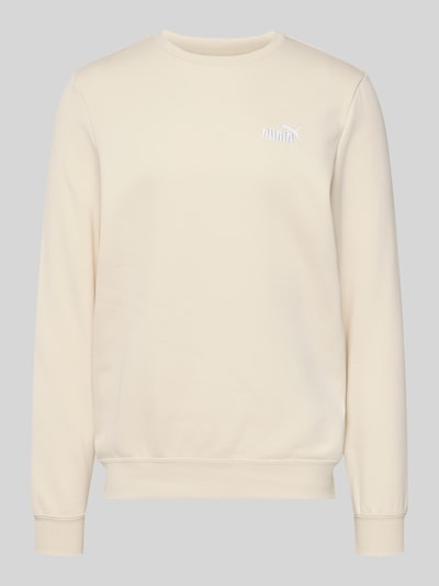 Produktfoto, Regular Fit Sweatshirt mit Logo-Stitching von PUMA PERFORMANCE aus beigefarbenem Baumwoll-Mix mit Rundhalsausschnitt und elastischen Abschlüssen