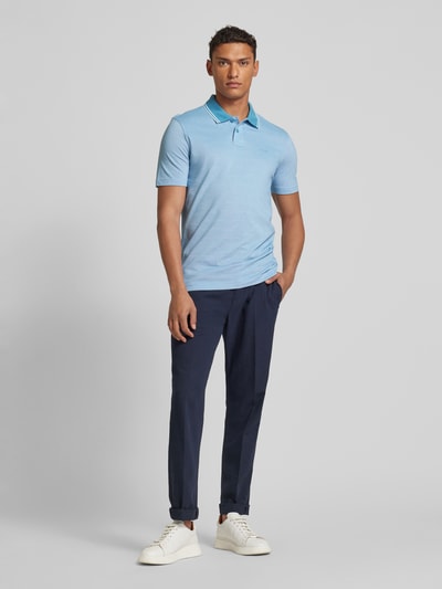 BOSS Orange Slim fit poloshirt met labelprint Oceaanblauw - 1