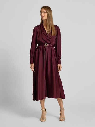 Rinascimento Regular Fit Cocktailkleid in Wickel-Optik Bordeaux 4