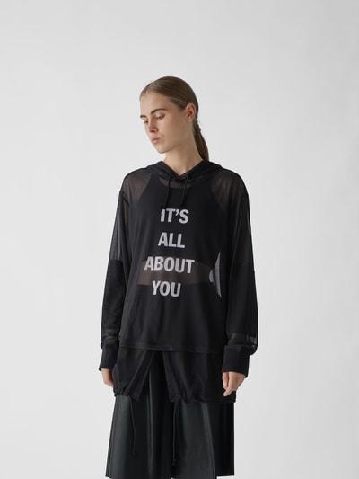 Helmut Lang Hoodie in semitransparenter Optik Schwarz 4