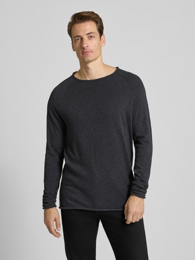 American Vintage Shirt met lange mouwen en ronde hals, model 'SONOMA' Antraciet - 4