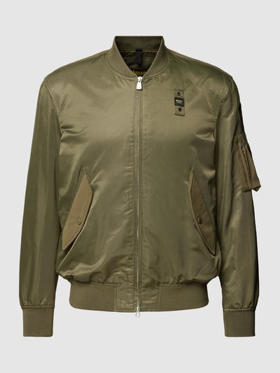 Blauer Usa Blouson mit Zweiwege-Reißverschluss Oliv 2