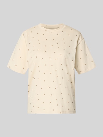 Produktfoto, Regular Fit T-Shirt mit Rundhalsausschnitt von Jake*s Casual, damski t-shirt z bawełny, krój regular fit, okrągły dekolt, z krótkim rękawem, jasny kremowy kolor z beżowymi kropkami