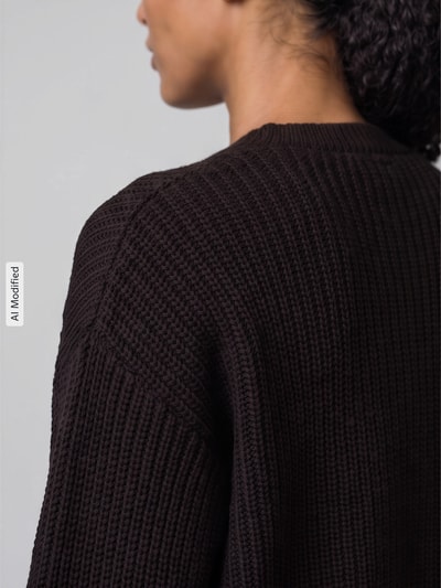 VERO MODA Loose fit gebreid jack met enkelrijige knoopsluiting model 'LEA' Zwart - 3