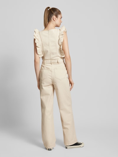 Pieces Denim jumpsuit met ruches Beige - 5