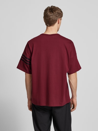 adidas Originals T-shirt met geribde ronde hals Donkerrood - 5