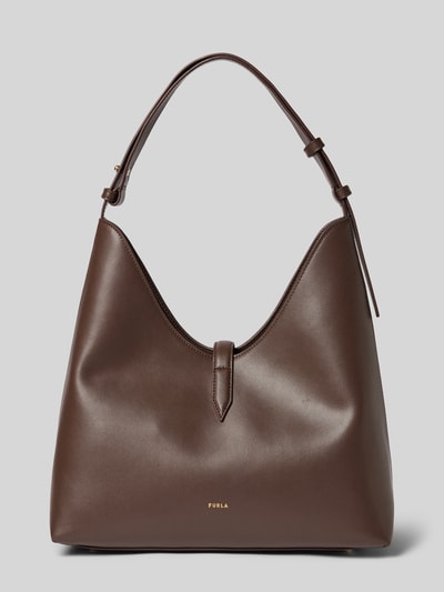 Produktfoto, Handtasche aus echtem Leder Modell 'GOCCIA' von FURLA in dunkelbraun mit verstellbarem schouderband, Hoofdvak met magneetsluiting, Binnenvak met ritssluiting, afmetingen maat 1: breedte 24 cm, lengte 31 cm, diepte 17 cm, bandlengte 42 cm
