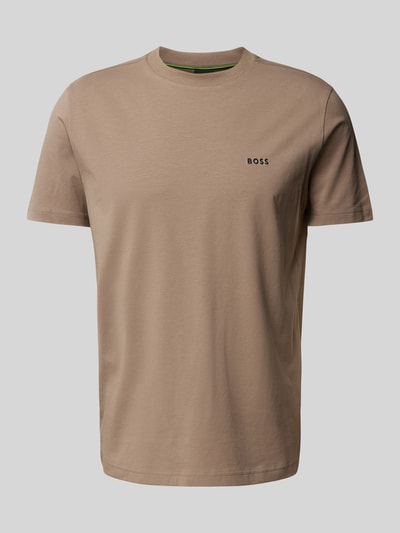 BOSS Green T-shirt met labelprint Kaki - 2