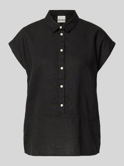 Productfoto, Regular Fit Bluse aus Leinen-Viskose-Mix Modell 'LINNO' van ICHI, allover-look, overhemdkraag, knoopsluiting, ruglengte 64 cm