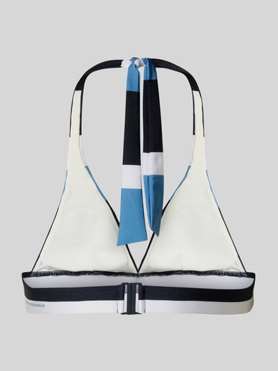 Productfoto, Bikini-Oberteil met Label-Schriftzug model 'SUMMER STRIPES' van Marc O'Polo, look: effen, gestreept, halter, met beugel, voorgevormd, push-up, uitneembaar, streepmotief, labelopschrift, kliksluiting, materiaalverwerking: stretch