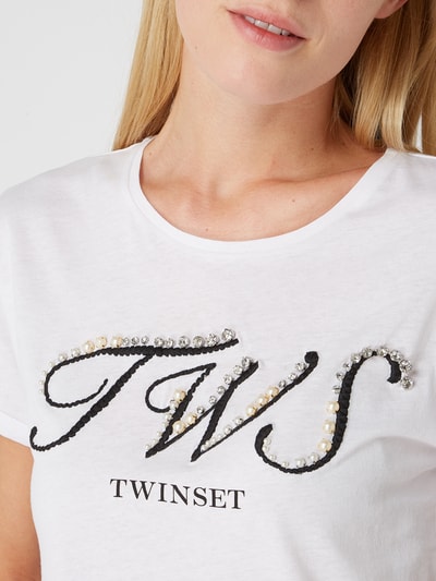 TWIN-SET T-Shirt mit Kontrastdetails Weiss 5