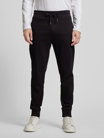 BOSS Slim fit sweatpants met structuurmotief, model 'Lamont' Zwart - 4