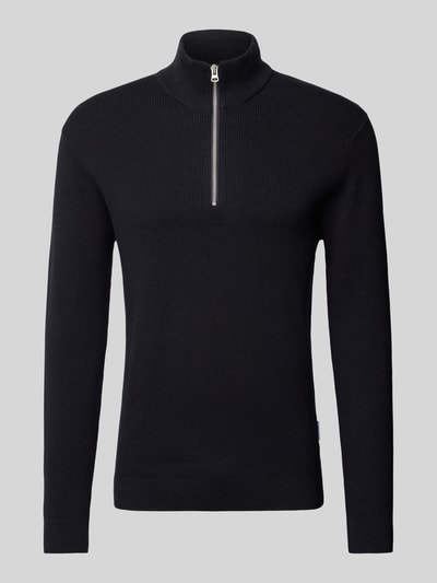 Only & Sons Regular fit gebreide pullover met opstaande kraag, model 'PHIL' Donkerblauw - 2