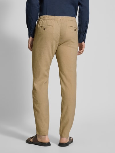 Tommy Hilfiger Loose fit stoffen broek van linnenmix, model 'HARLEM' Kaki - 5