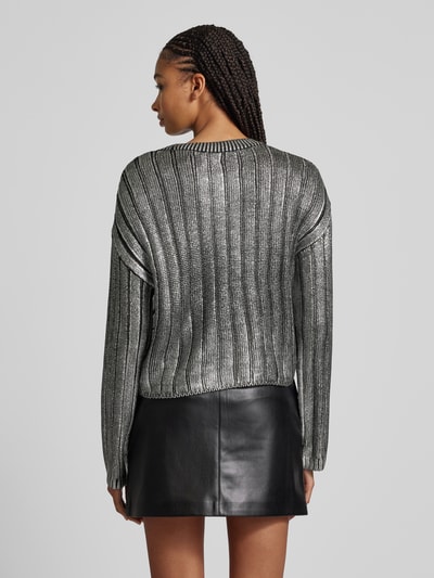 Only Comfort fit gebreide pullover in metallic look, model 'Kama' Zwart - 5