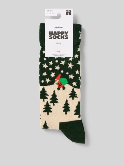 Happy Socks Regular fit sokken met logostitching, model 'Santa on the Way' Groen - 3