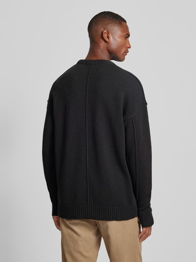 Drykorn Gebreide pullover met extra brede schouders, model 'Malio' Zwart - 5