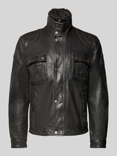 Gipsy Leren jack met opstaande kraag, model 'GARRECK' Zwart - 2