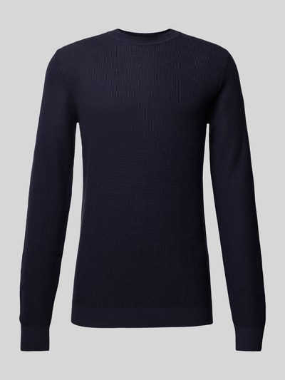 Jack & Jones Premium Sweter z dzianiny z prążkowanymi wykończeniami model ‘LUCAS’ Ciemnoniebieski 2