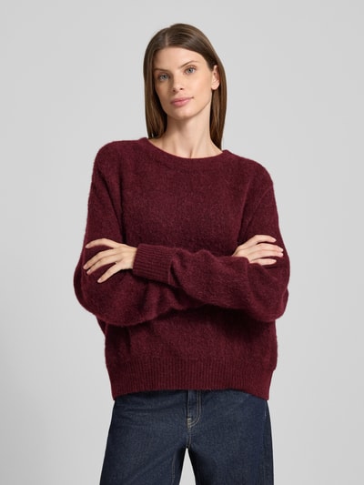 American Vintage Sweter z dzianiny o kroju oversized z prążkowanymi wykończeniami model ‘VITOW’ Bordowy melanż 4