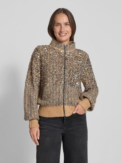monari Loose Fit Strickjacke mit Woll-Anteil Hellbraun 4